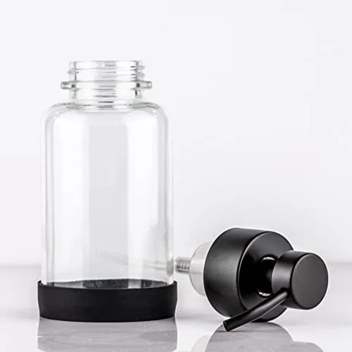 Clear Glass Soap Dispensers Matte Black Pumps Modern Large Silicone Coasters