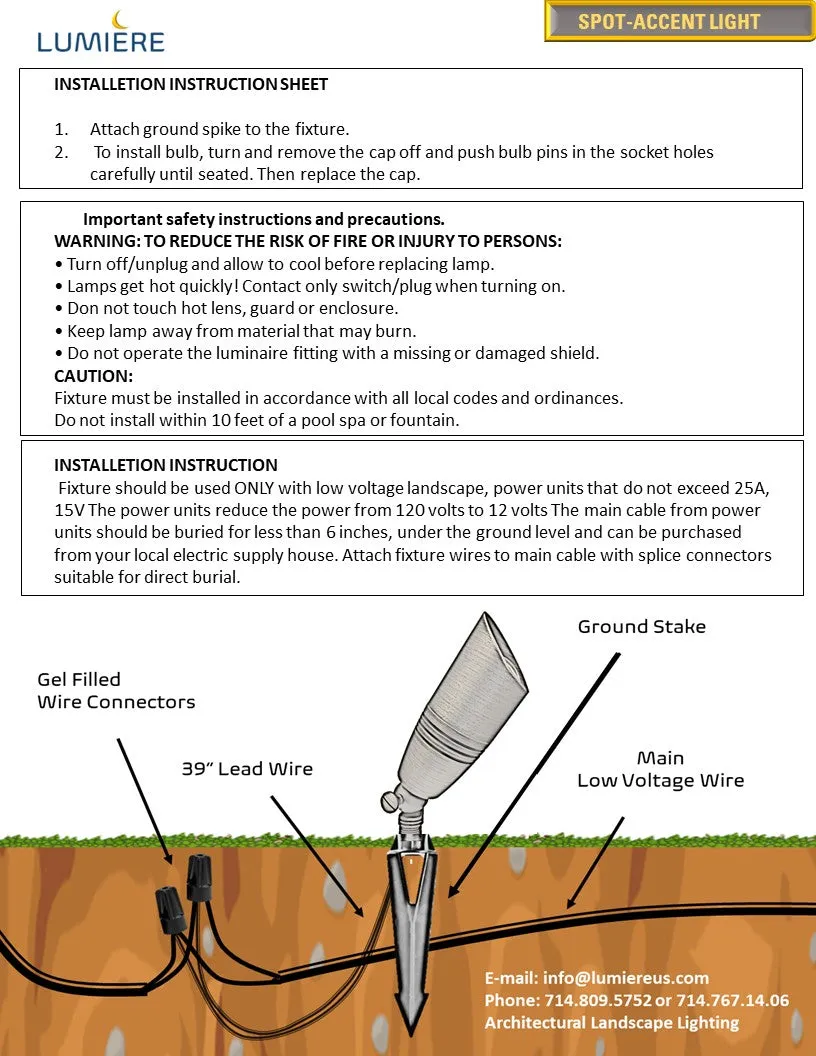 COMBO KIT II - Solid Cast Brass Outdoor Landscape Pathway & Spot Lighting