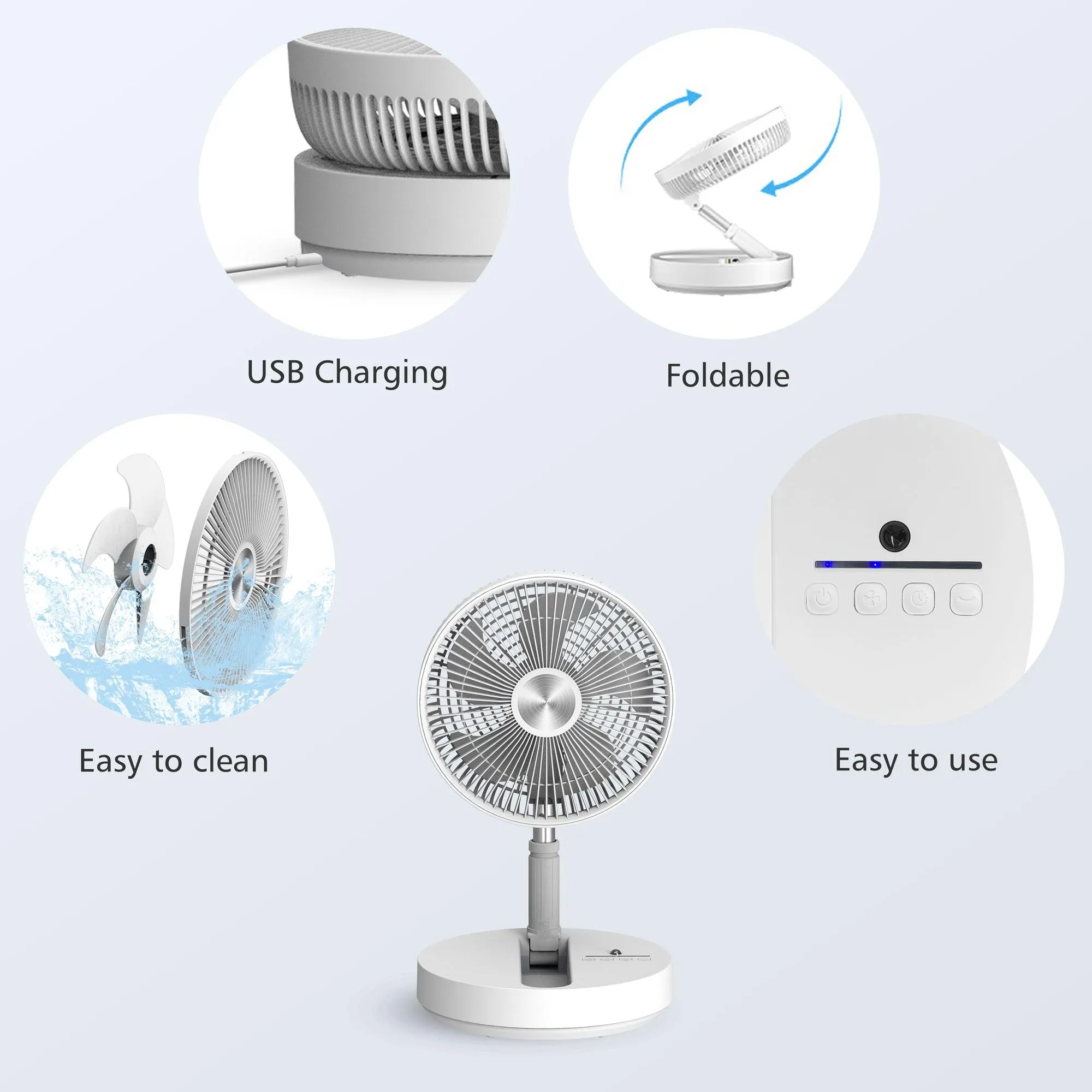 Comfier Foldable Fan, Rechargeable fan, 7200mAh Stand fan with 4 Speed Modes- P21W