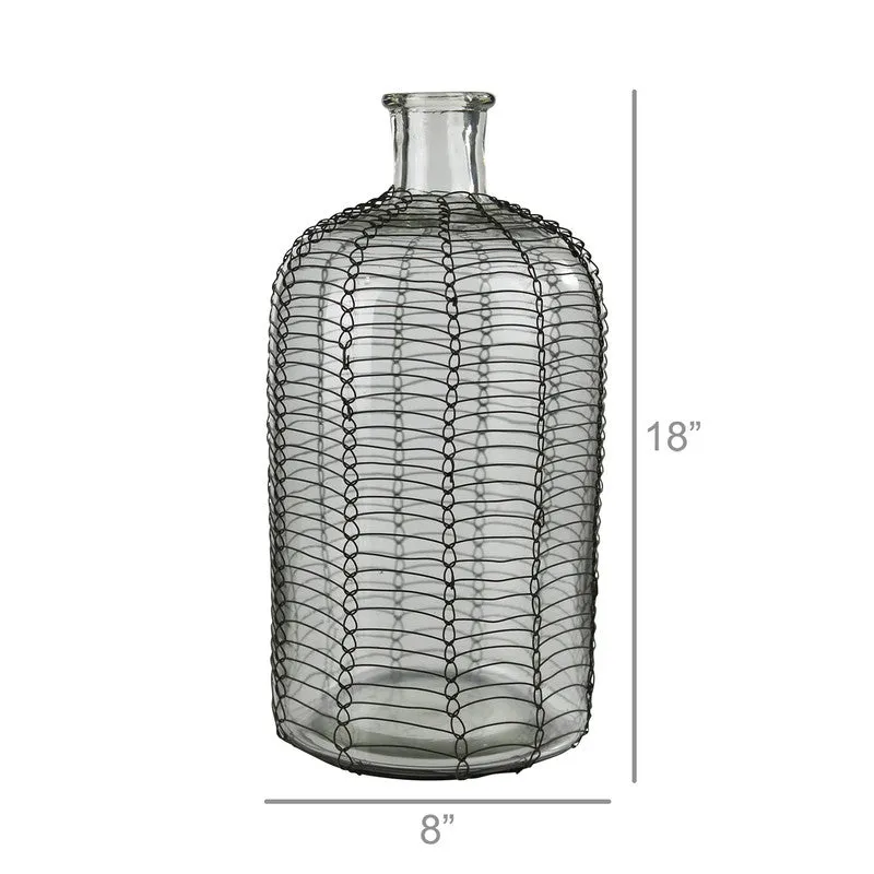 Conde Glass Bottle, Woven Wire - Grand