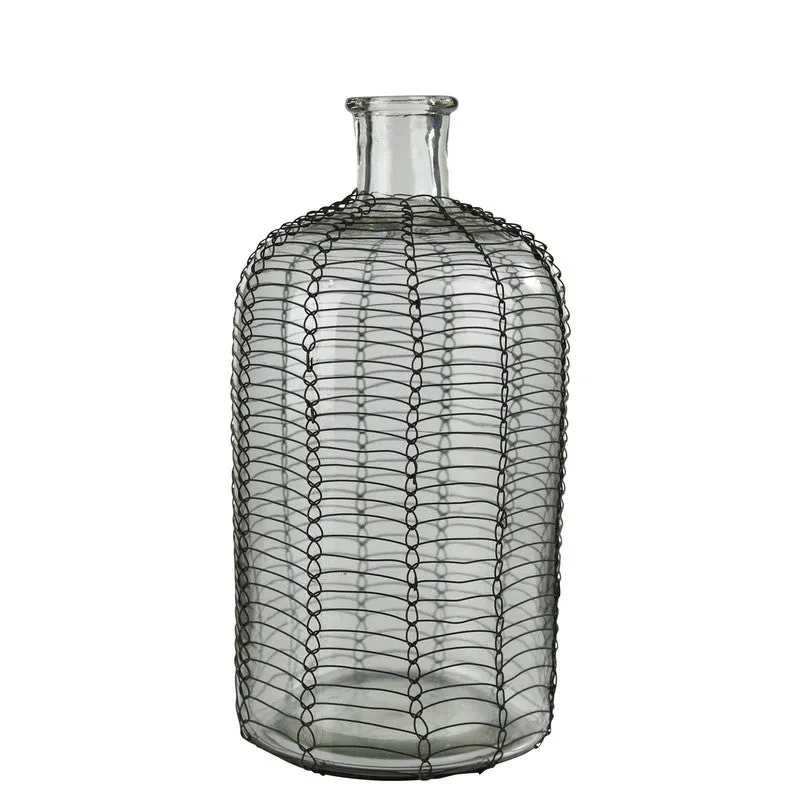 Conde Glass Bottle, Woven Wire - Petite