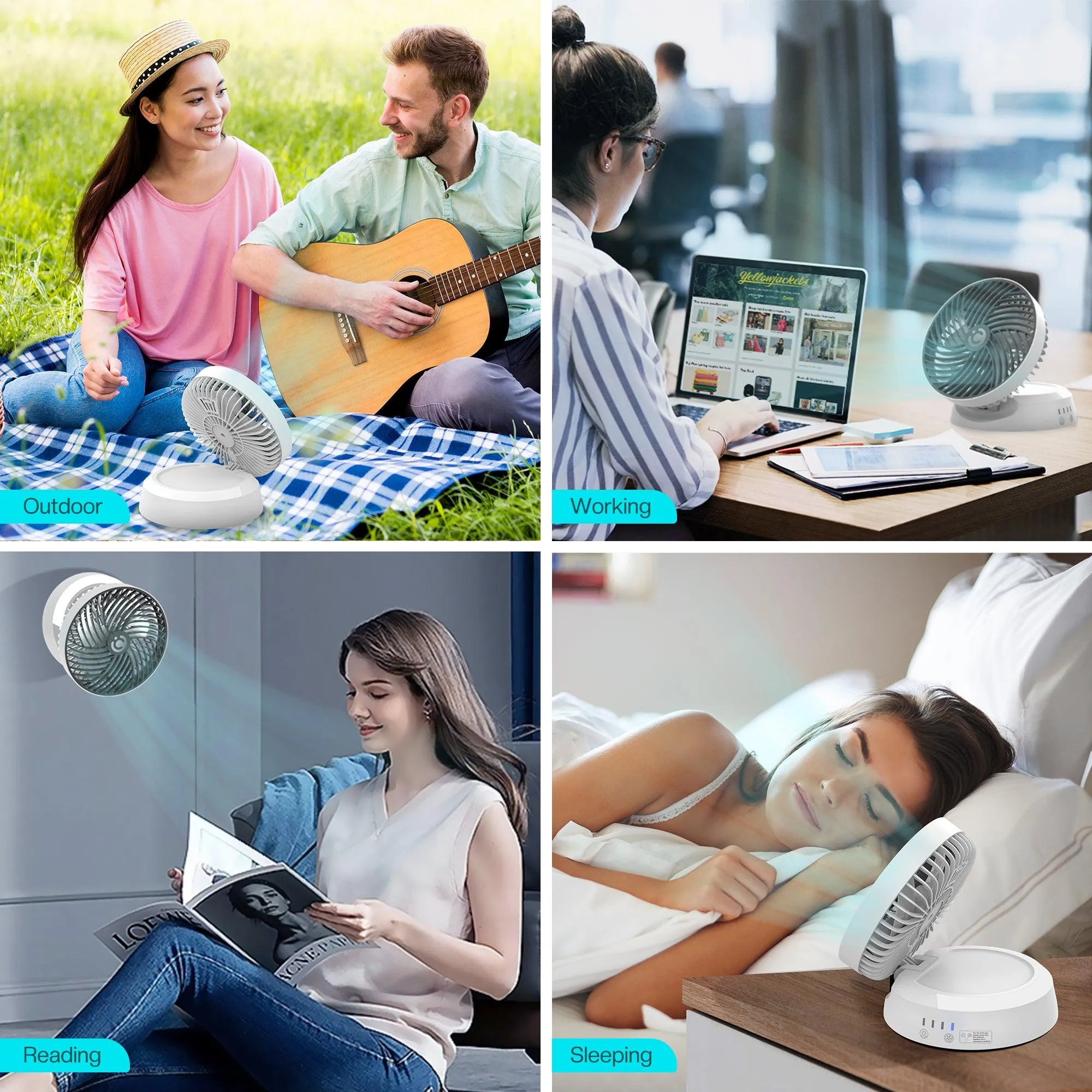 CooCoCo Personal Desk Fan With LED Light --CO-203