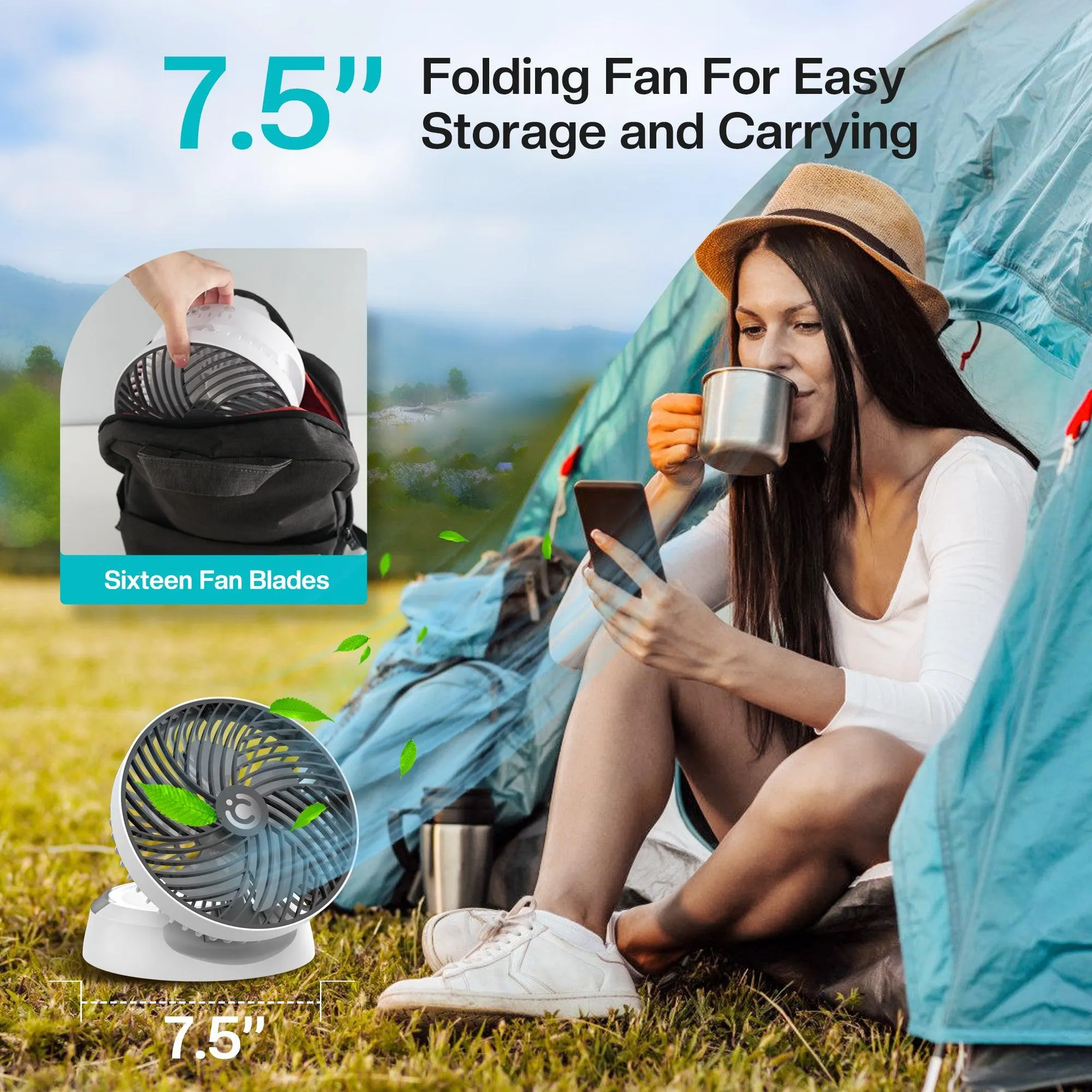 CooCoCo Personal Desk Fan With LED Light --CO-203