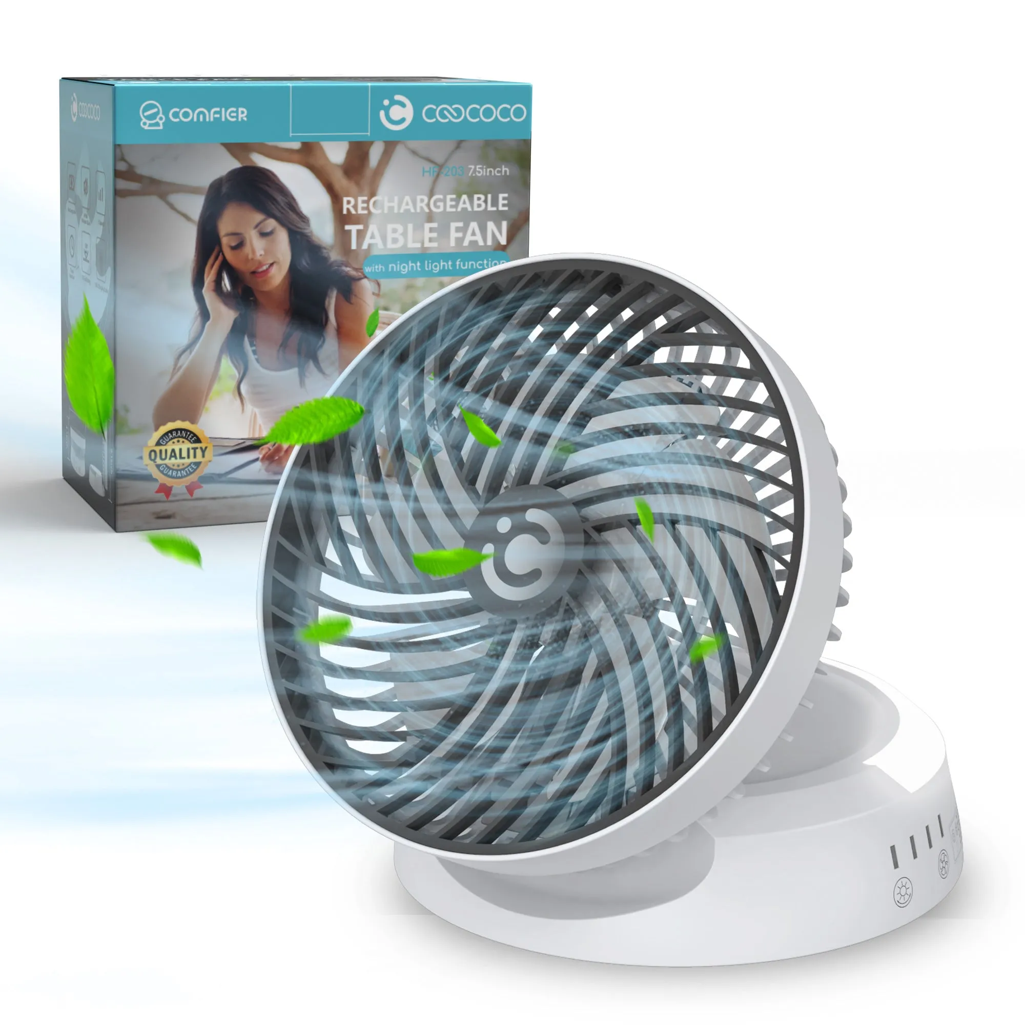 CooCoCo Personal Desk Fan With LED Light --CO-203