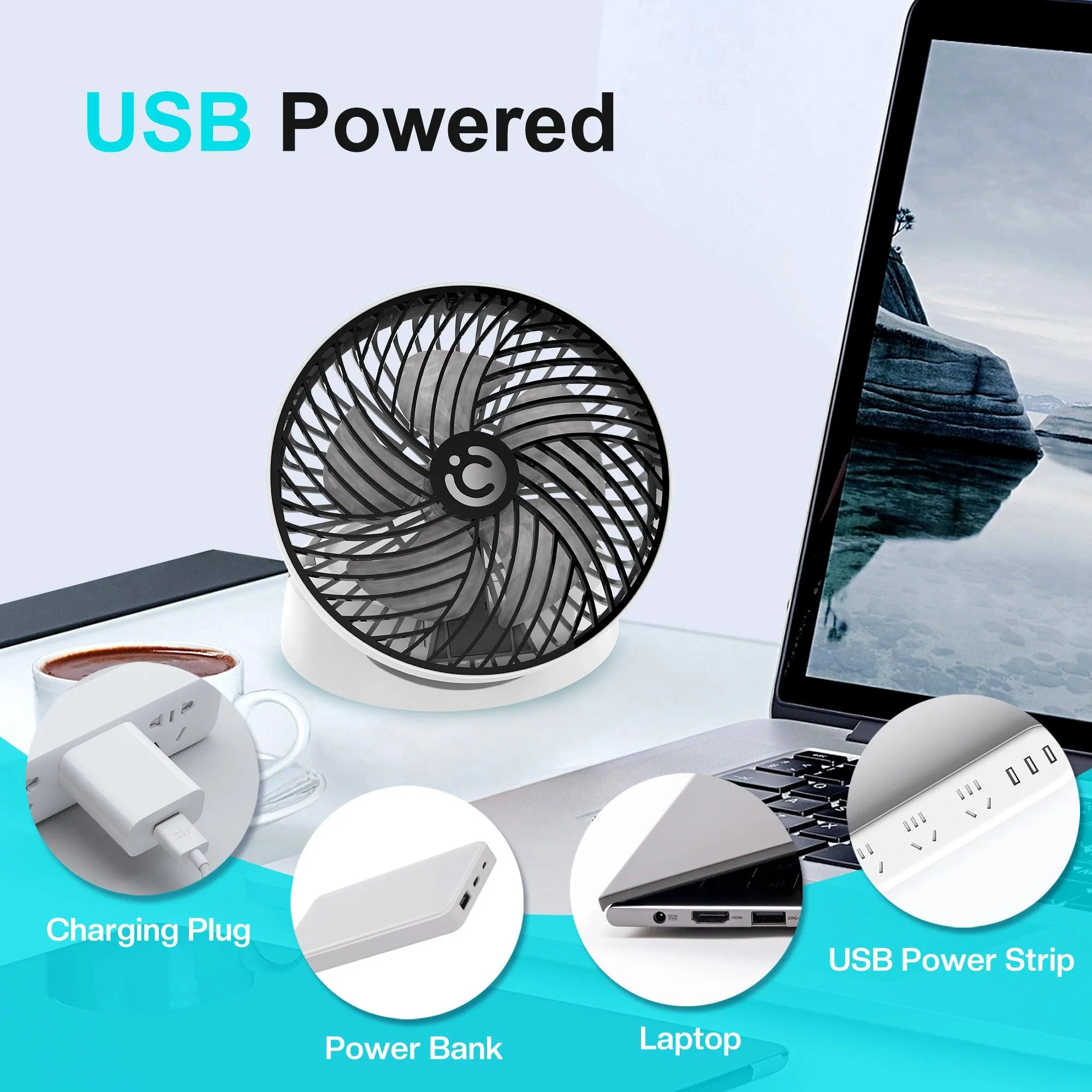 CooCoCo Personal Desk Fan With LED Light --CO-203