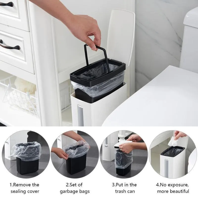 Creative Toilet Brush Multifunction Trash Can Storage