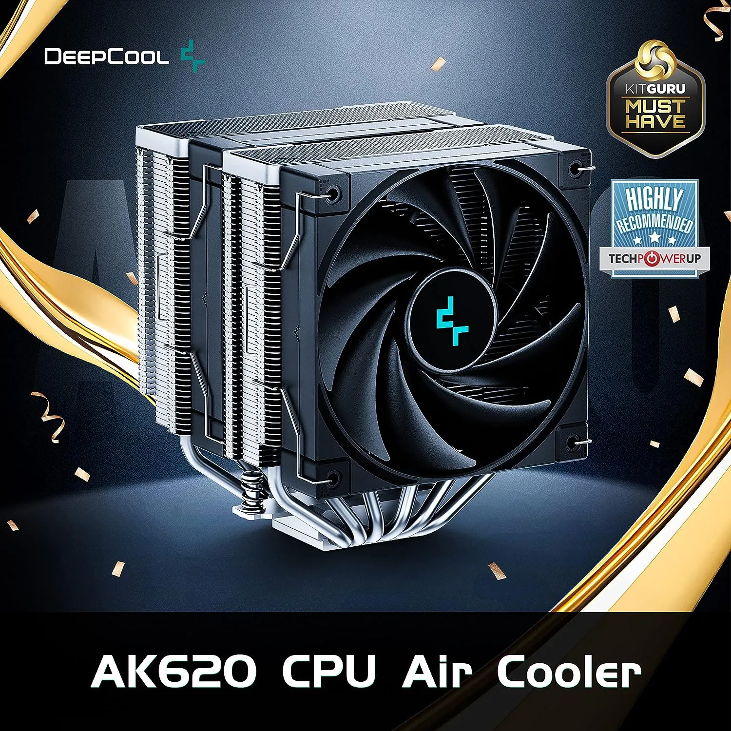 DeepCool AK620 Black 黑色 CPU Cooler, FK120 3-in-1 Cooling Fan, 6 Copper Heatpipes, 260W TDP (AIRDC-AK620)