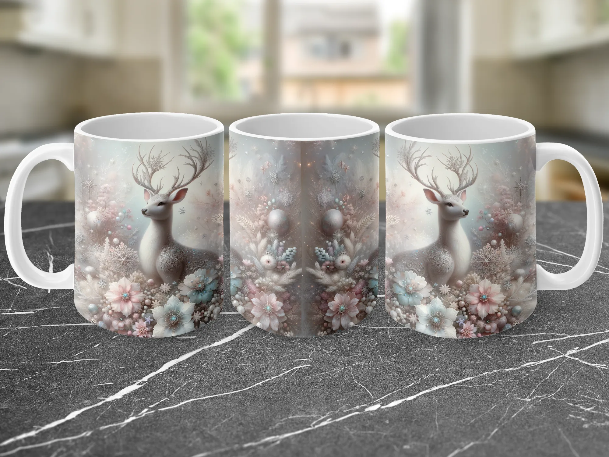 Deer with Floral Frame, Deer Mug, Deer Gift, Hunter Gift, Hunter Mug, Nature Lover Gift, Nature Lover Mug