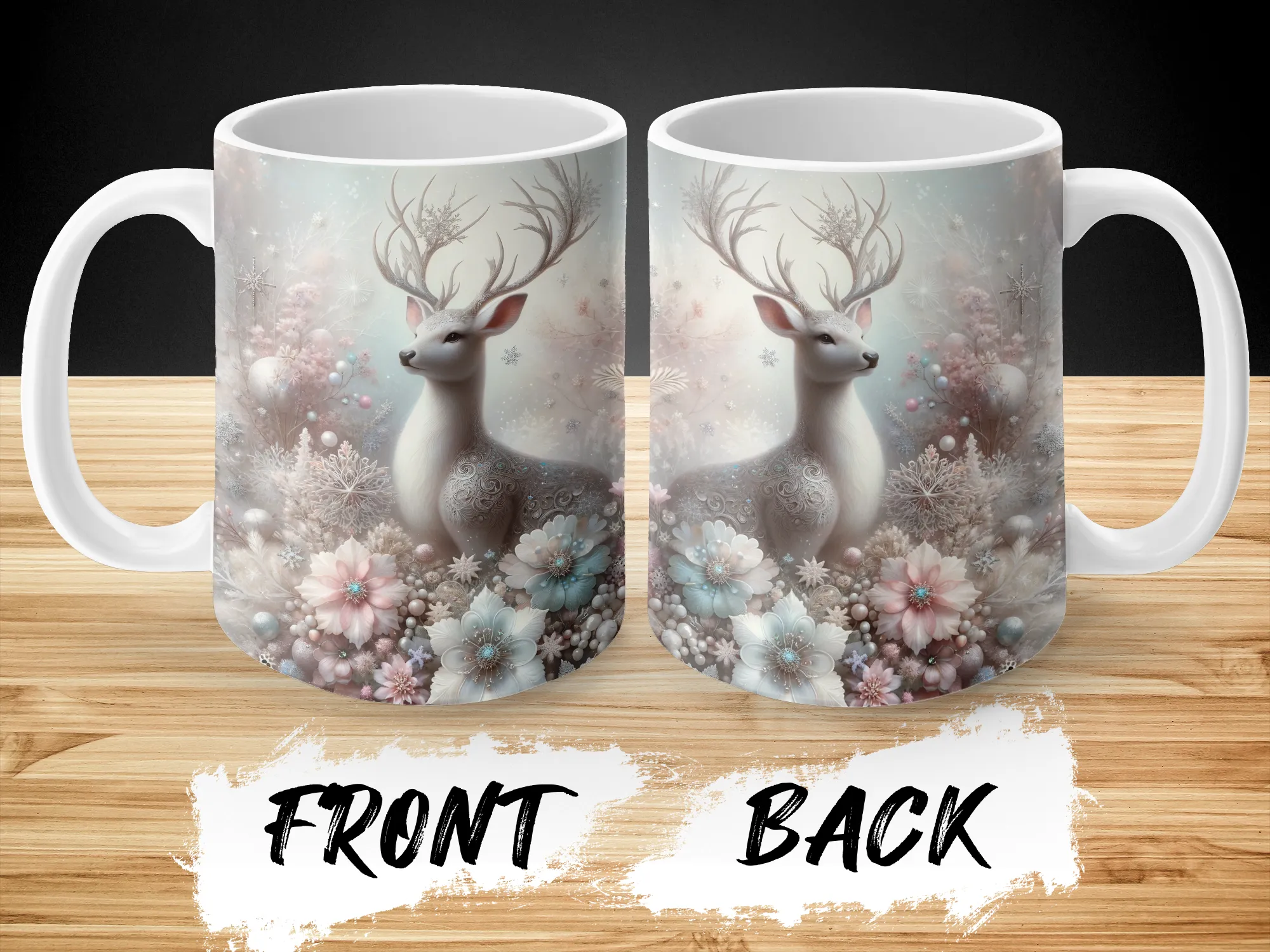 Deer with Floral Frame, Deer Mug, Deer Gift, Hunter Gift, Hunter Mug, Nature Lover Gift, Nature Lover Mug