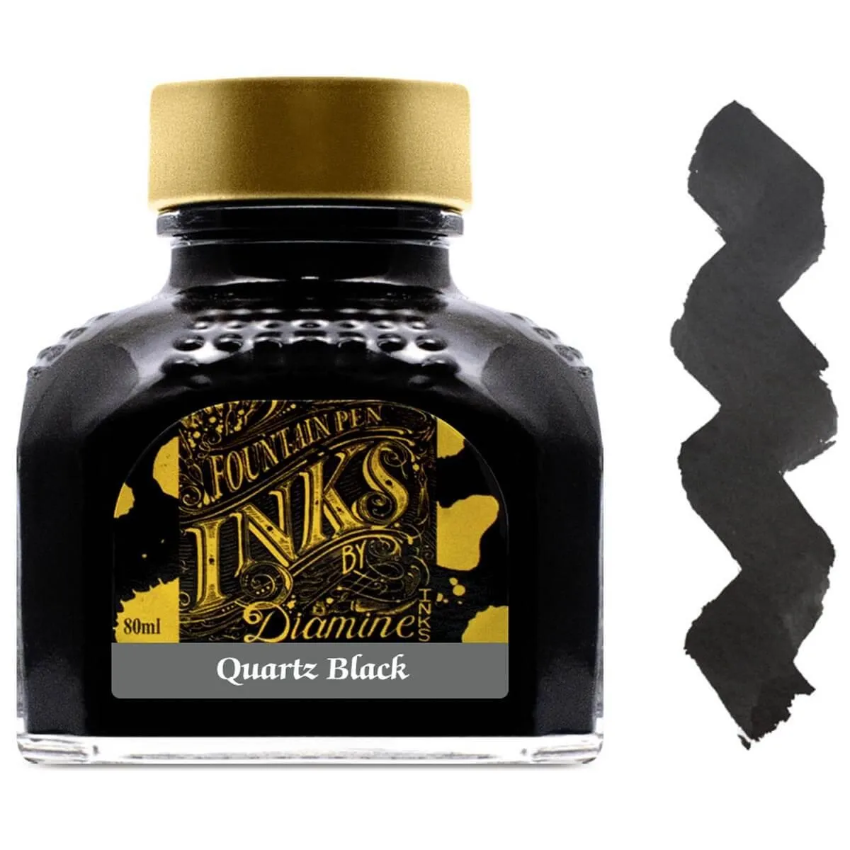 Diamine Fountain Pen Ink Bottle - 80 ml Quartz Black | 7032