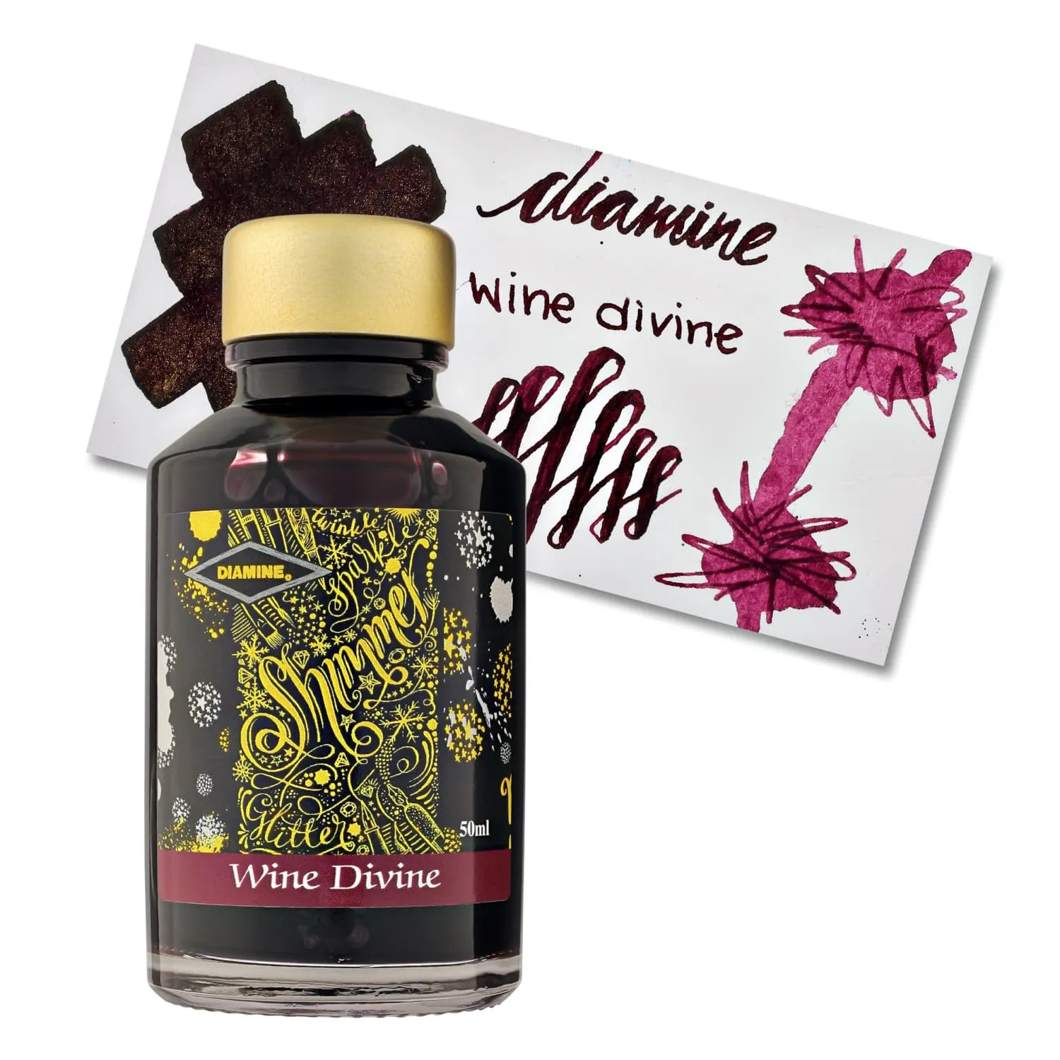 Diamine Shimmer Bottled Ink in Wine Divine Burgundy - 50 mL