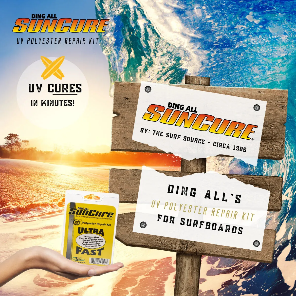 Ding All Sun Cure Polyester Fiberglass Repair Kit - 2oz.