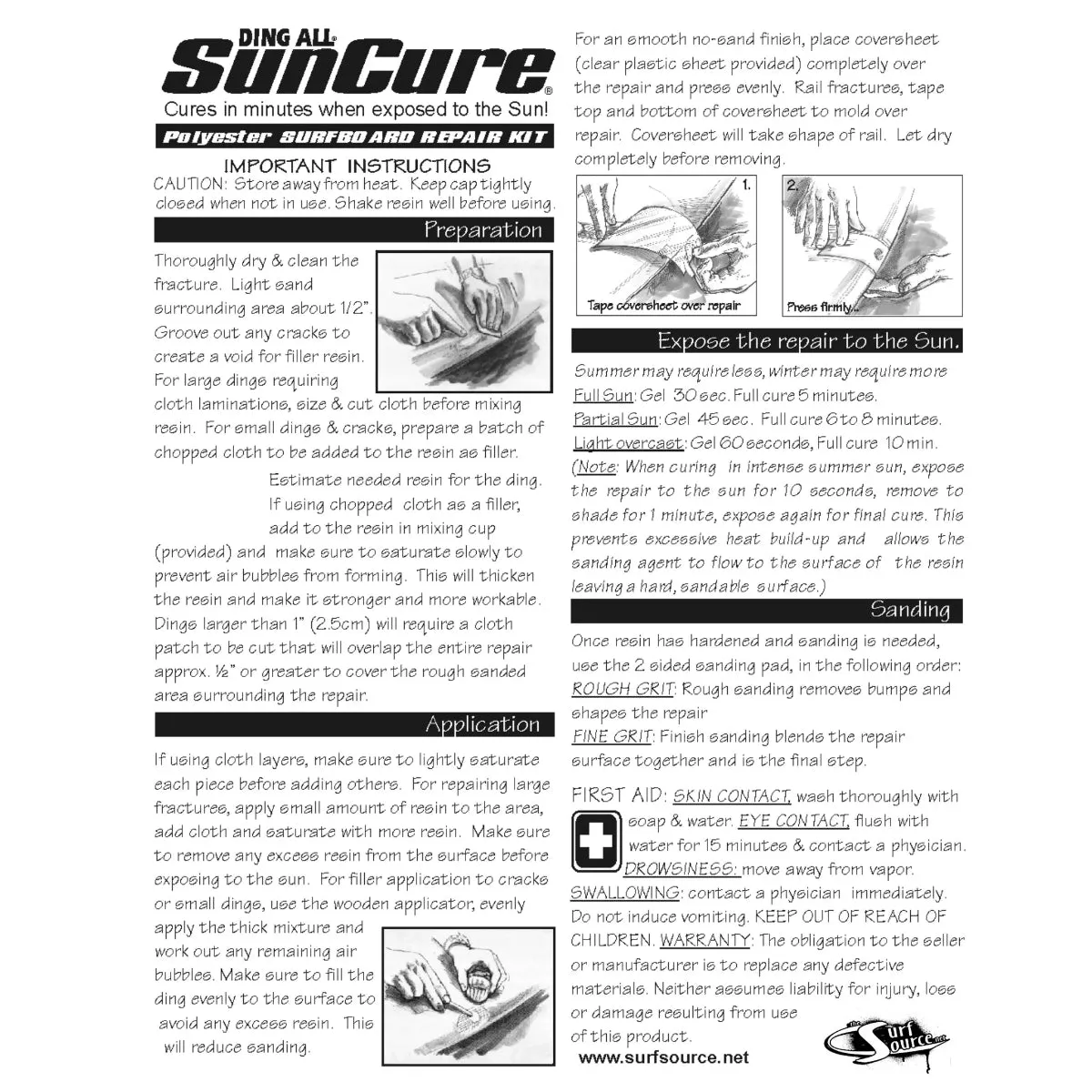 Ding All Sun Cure Polyester Fiberglass Repair Kit - 2oz.