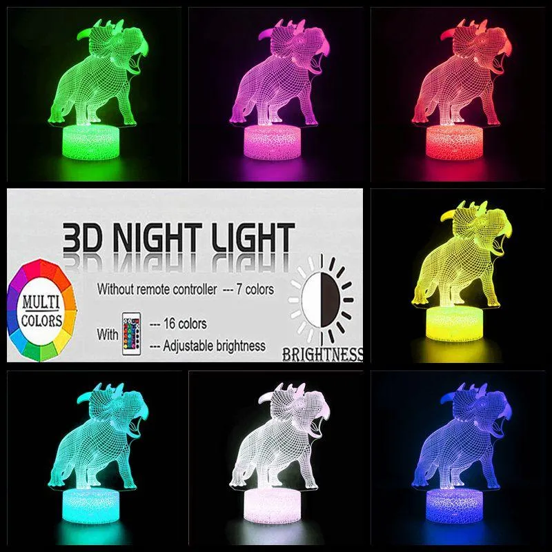 Dinosaur Light Tyrannosaurus Light 3D USB LED Light Decoration LED Touch Children's Light Night Light Flying Dragon