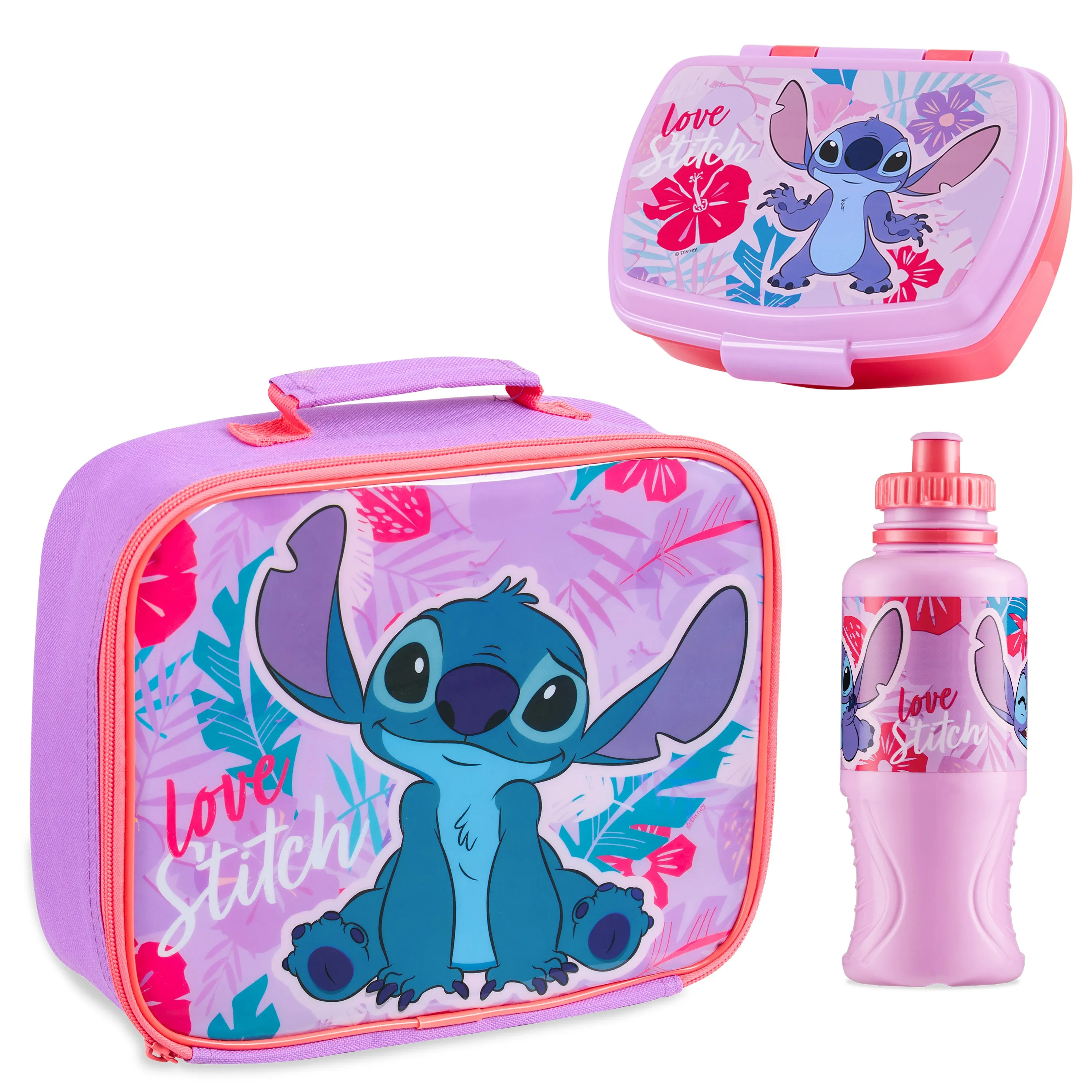 Disney Stitch Kids Lunch Box 3 Piece Set Insulated Lunch Bag Snack Box BPA Free 430ml Water Bott