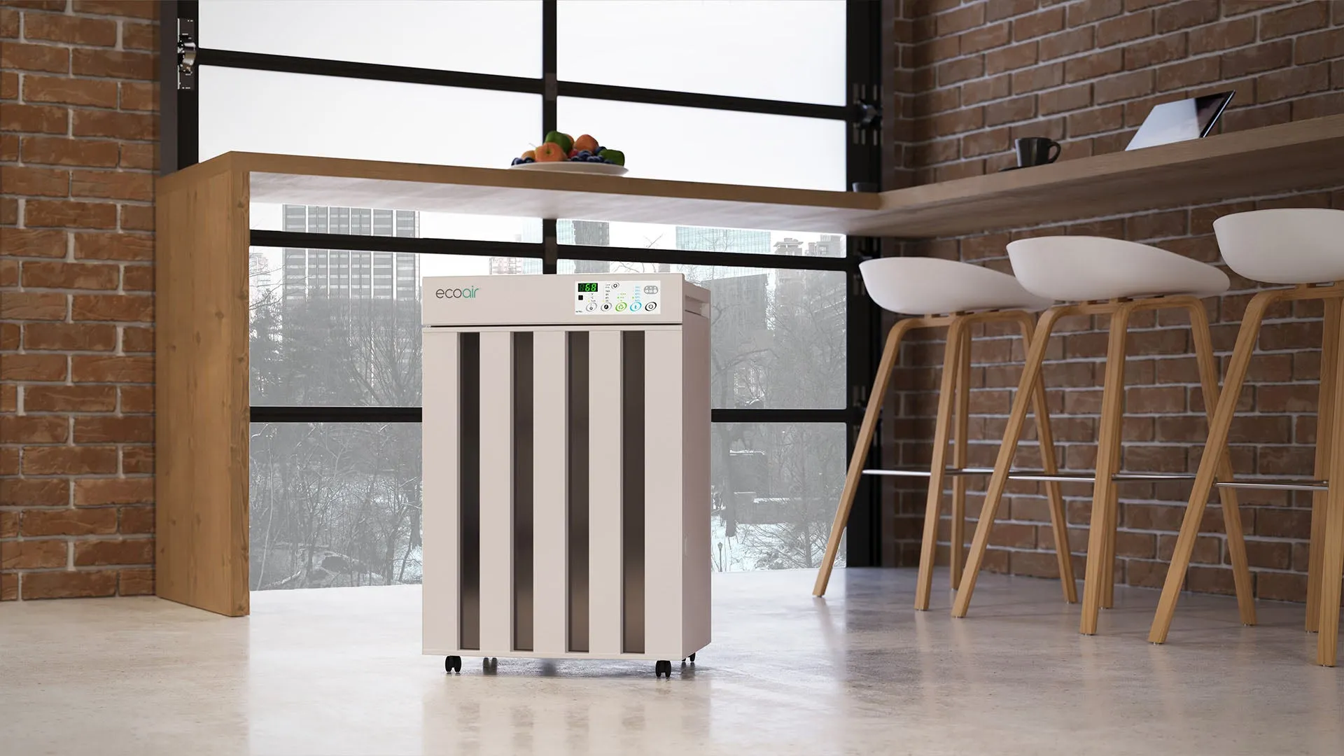 EcoAir Droid Desiccant Dehumidifier with Dual Tank, Active Carbon Filter, Water-Resistant IP24, Up to 220m² - 25L Extraction Per Day