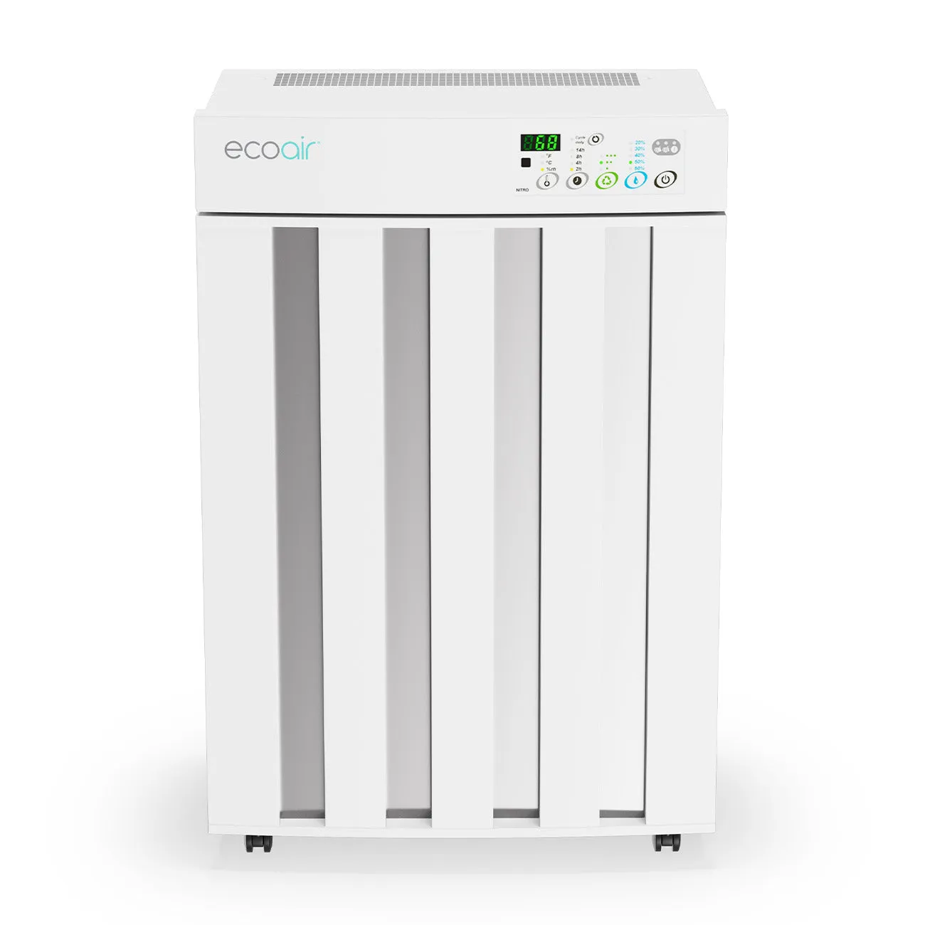 EcoAir Droid Desiccant Dehumidifier with Dual Tank, Active Carbon Filter, Water-Resistant IP24, Up to 220m² - 25L Extraction Per Day