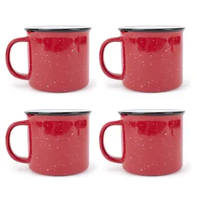 Elanze Designs Speckled Camper Red 13 ounce Ceramic Coffee Mugs Set of 4