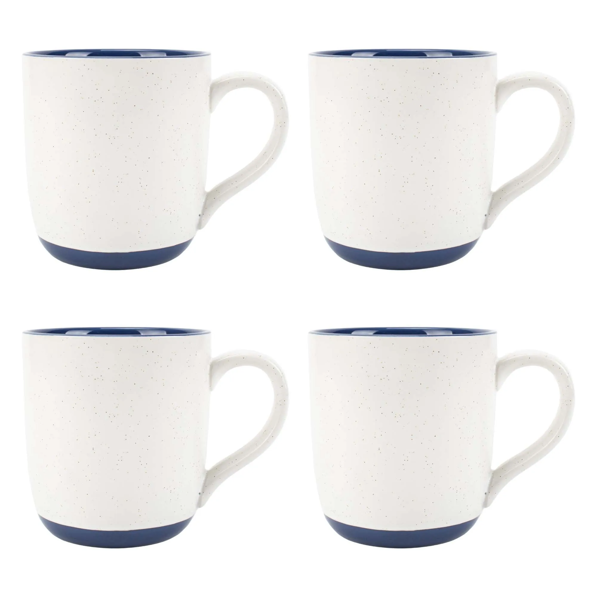 Elanze Designs Typewriter Speckled Navy Blue 13 ounce Ceramic Coffee Mugs Set of 4