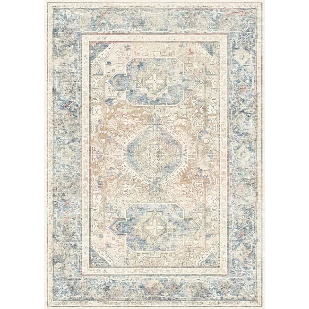 Elera Blue Red Beige Rug - Second Love