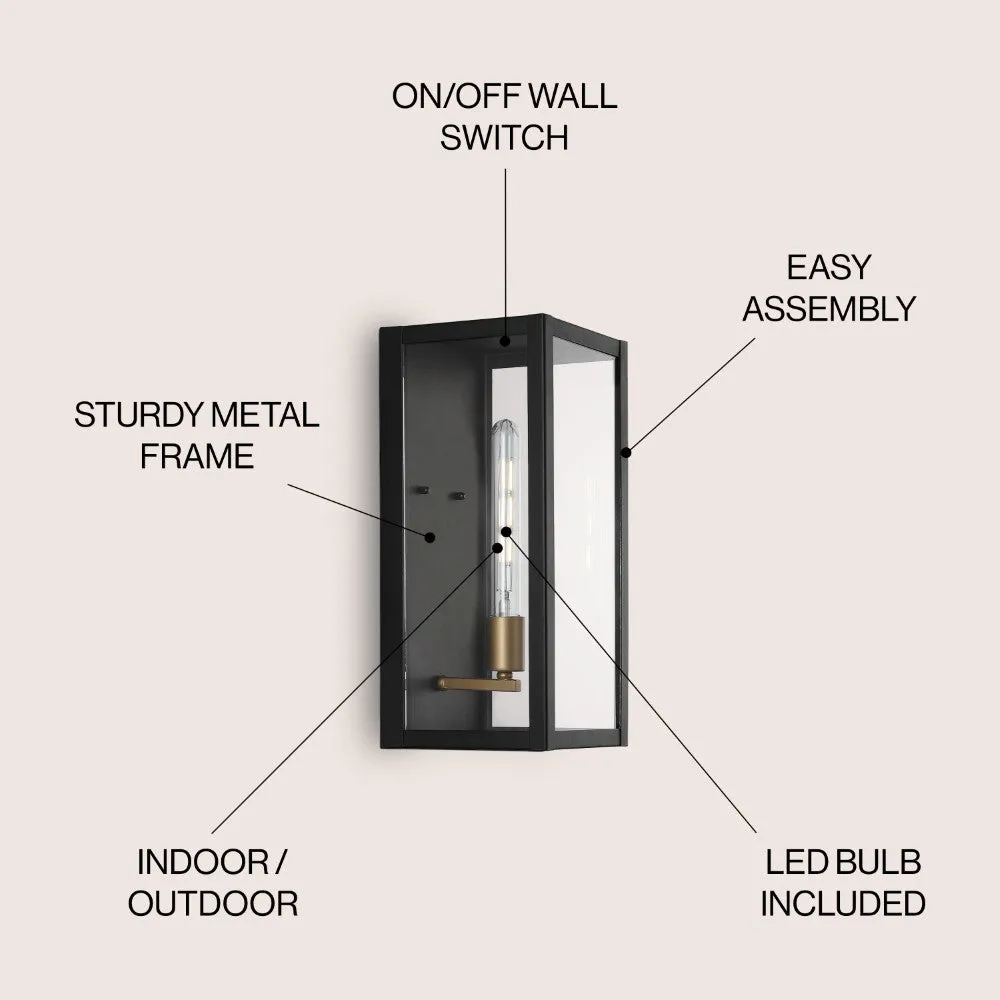 Elias 7" Iron/Glass Modern Industrial LED Outdoor Lantern