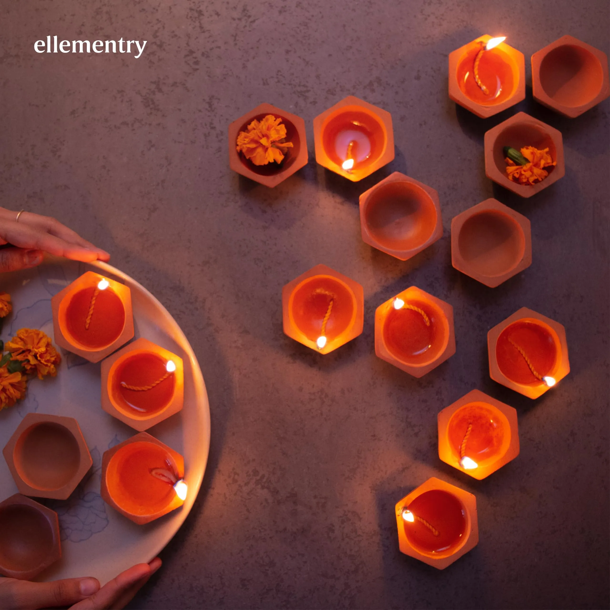 Ellementry Teracotta Shathdeep Diya Set of 72 | Oil/Wax Lamp for Puja & Religious Rituals | Deepak for Home, Office & Temples | Diyas for Diwali| Diwali Puja Home Decoration Items | Home Decor Items