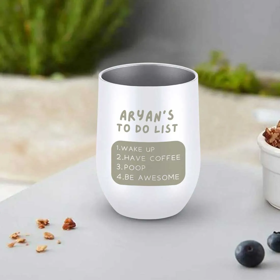 Engraved Personalized Stainless Steel Travel Coffee Cup With Lid for Office - To Do List