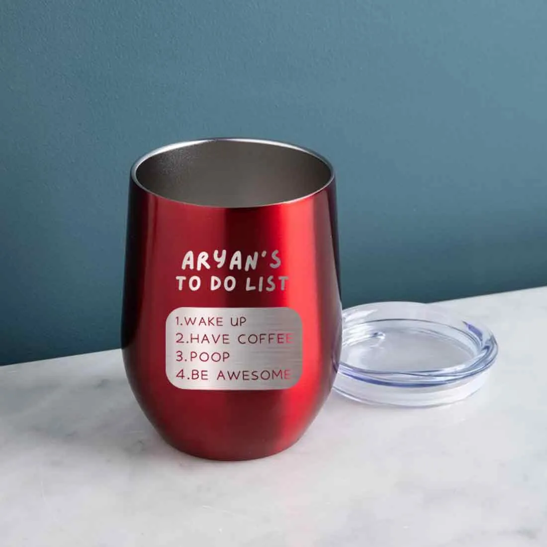 Engraved Personalized Stainless Steel Travel Coffee Cup With Lid for Office - To Do List