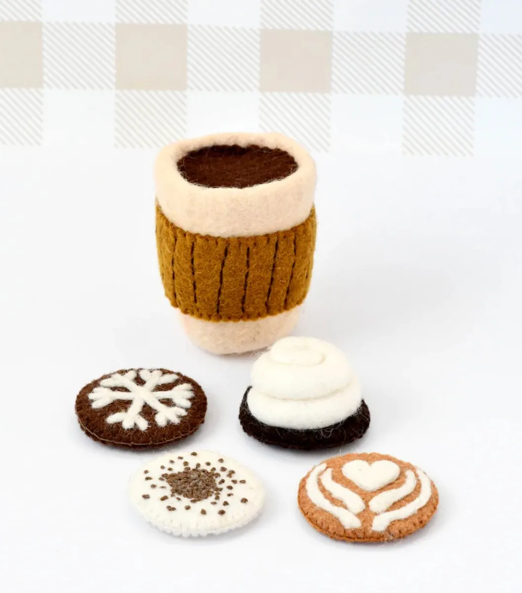 Felt Coffee Cup with Interchangeable Toppings - Tara Treausres