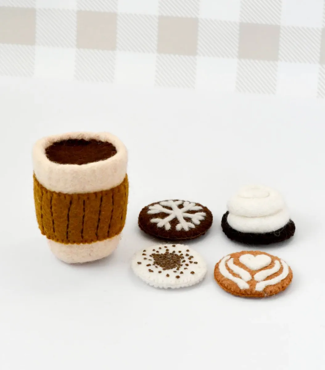 Felt Coffee Cup with Interchangeable Toppings - Tara Treausres