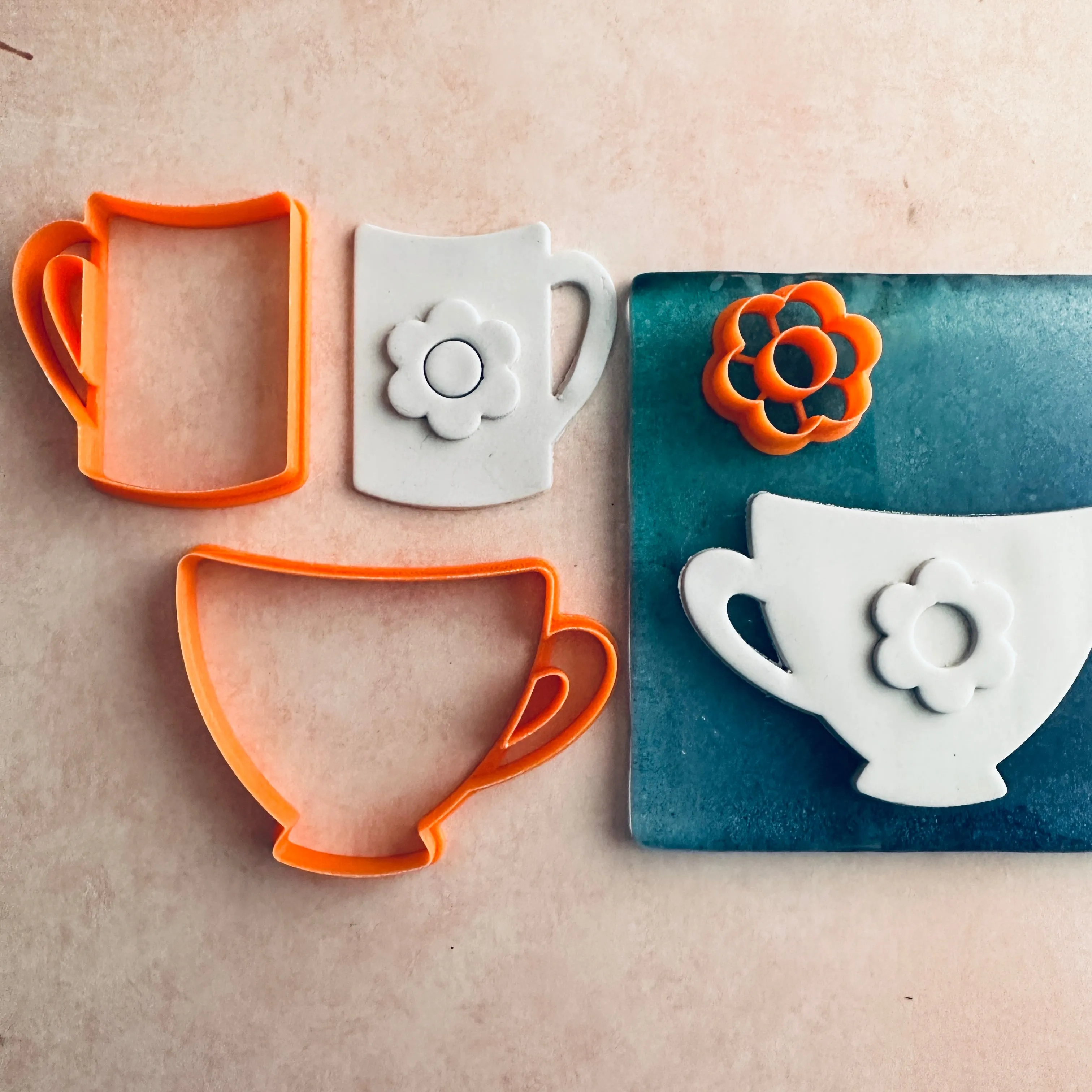 Fragrant Cup of Tea and Coffee mug polymer clay cutter set