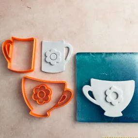 Fragrant Cup of Tea and Coffee mug polymer clay cutter set