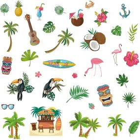 GADGETS WRAP 8 Styles Hawaii Tropical Palm Leaves Wall Stickers Decals Flamingo PVC Window