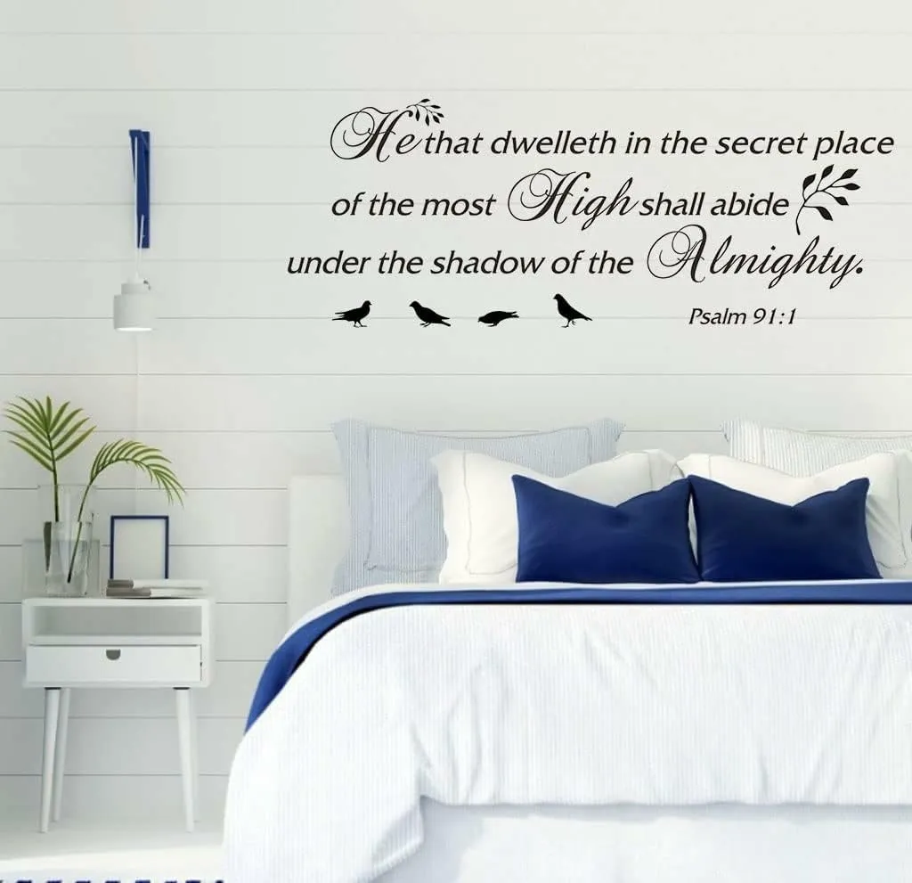 GADGETS WRAP Bible Verse Bird Decor Wall Decal Sticker,He That Dwelleth in The Secret Place of The Most High Shall Abide Under The Shadow of The Almighty Psalm 91:1 Christian Religious