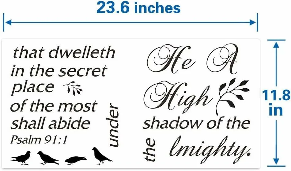 GADGETS WRAP Bible Verse Bird Decor Wall Decal Sticker,He That Dwelleth in The Secret Place of The Most High Shall Abide Under The Shadow of The Almighty Psalm 91:1 Christian Religious