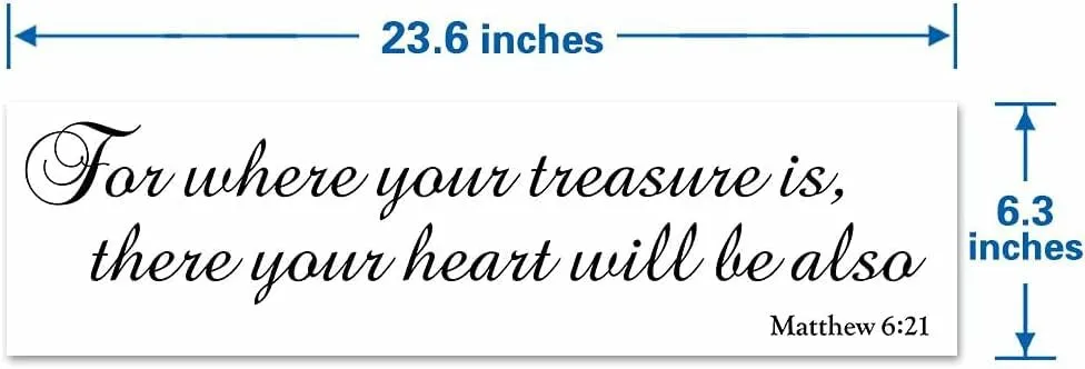 GADGETS WRAP Bible Verse Wall Stickers, for Where Your Treasure is Matthew 6:21 Religious Scripture Wall Decals for Home