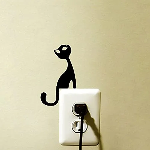 Gadgets WRAP Black Creative DIY Funny Cat Switch Wall Sticker Vinyl Wall Decal Decoration Sticker