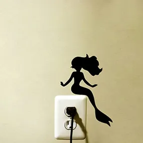 GADGETS WRAP Black Creative DIY Mermaid Switch Wall Sticker Vinyl Wall Decal Decoration Sticker