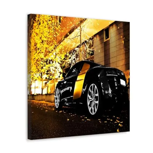 GADGETS WRAP Canvas Gallery Wrap Framed for Home Office Studio Living Room Decoration (10x10inch) - The Black Yellow Car