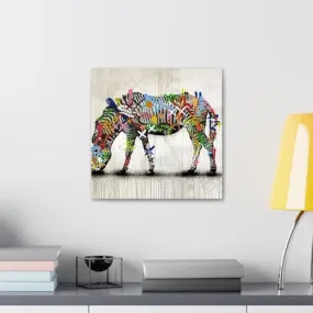 GADGETS WRAP Canvas Gallery Wrap Framed for Home Office Studio Living Room Decoration (10x10inch) - The Graffiti Zebra