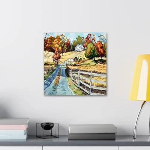 GADGETS WRAP Canvas Gallery Wrap Framed for Home Office Studio Living Room Decoration (10x10inch) - The Road To The Horse Farm