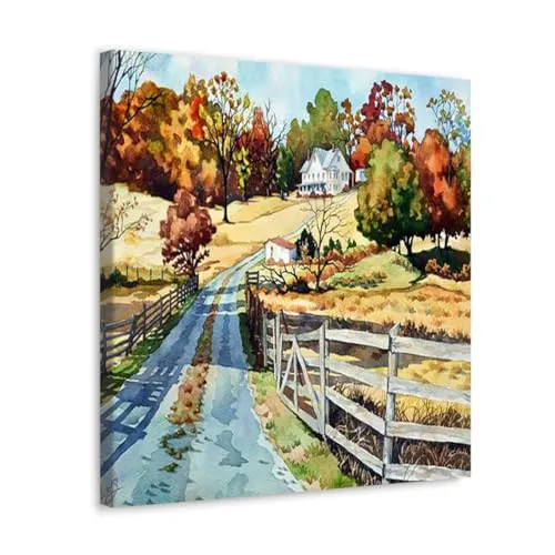 GADGETS WRAP Canvas Gallery Wrap Framed for Home Office Studio Living Room Decoration (10x10inch) - The Road To The Horse Farm