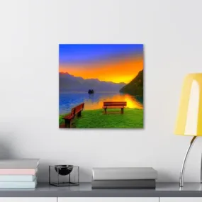 GADGETS WRAP Canvas Gallery Wrap Framed for Home Office Studio Living Room Decoration (10x10inch) - Three Colored Sunset