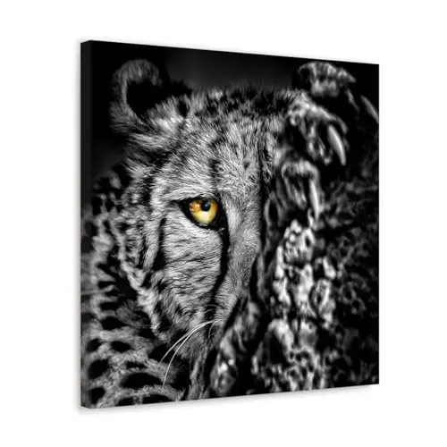 GADGETS WRAP Canvas Gallery Wrap Framed for Home Office Studio Living Room Decoration (10x10inch) - Tiger B&W