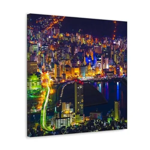 GADGETS WRAP Canvas Gallery Wrap Framed for Home Office Studio Living Room Decoration (10x10inch) - Tokyo City Night