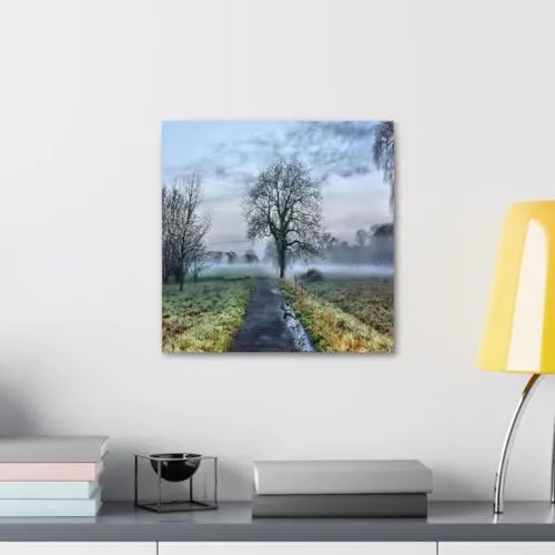 GADGETS WRAP Canvas Gallery Wrap Framed for Home Office Studio Living Room Decoration (10x10inch) - Tree On Road