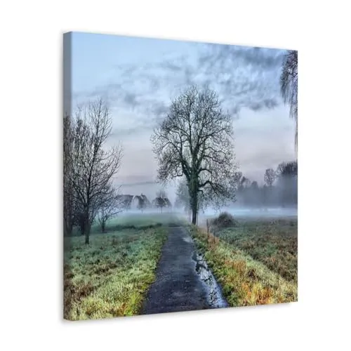 GADGETS WRAP Canvas Gallery Wrap Framed for Home Office Studio Living Room Decoration (10x10inch) - Tree On Road