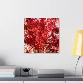 GADGETS WRAP Canvas Gallery Wrap Framed for Home Office Studio Living Room Decoration (10x10inch) - Tree With Red Leaves Japan Tokyo