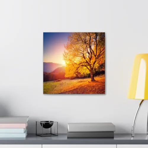 GADGETS WRAP Canvas Gallery Wrap Framed for Home Office Studio Living Room Decoration (10x10inch) - Trees Mountain Sunset