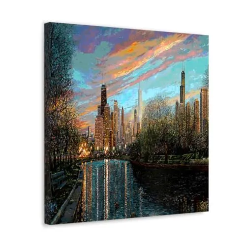 GADGETS WRAP Canvas Gallery Wrap Framed for Home Office Studio Living Room Decoration (10x10inch) - Twilight SerenityII